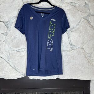 NFL | Women’s Seattle Seahawks V-Neck Nike Dri-Fit Superbowl XLIX Shirt, Size L